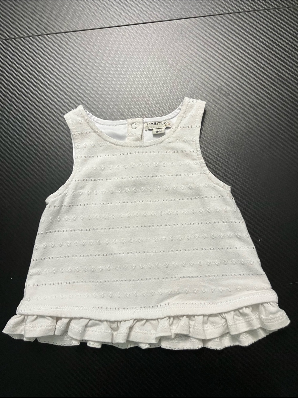 Habitual White Eyelet Ruffle Hem Tank Top